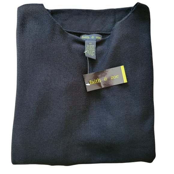 Faith & Zoe Sweaters - NWT FAITH & ZOE Delicate Black Sweater with Finished Raw Edge Sz XS 5% Cashmere